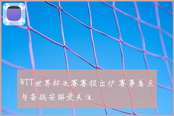 WTT世界杯决赛赛程出炉 赛事看点与备战安排受关注